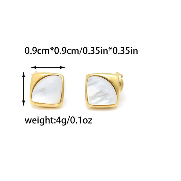 Wholesale Niche Highgrade Stainless Steel Fanshaped Geometric Inlaid Earrings For Women