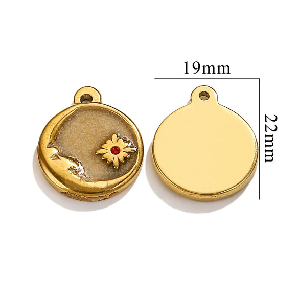 Wholesale Niche Luminous Allmatch Necklace Stainless Steel 18K Gold Plated With Threedimensional Sun Moon Flower Pendant Handmade