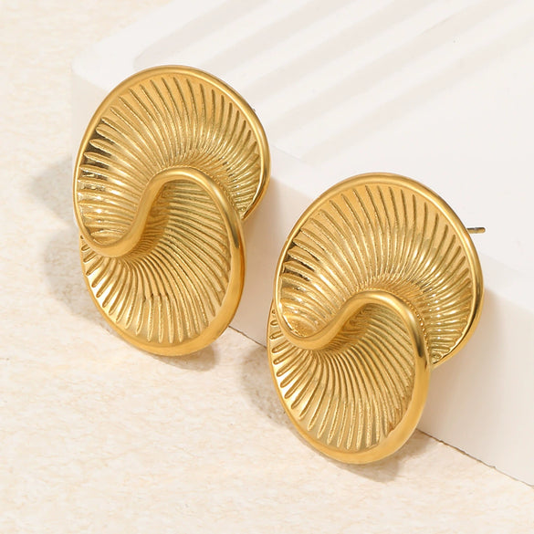 Wholesale Niche Luxury Geometric Stainless Steel 18K Goldplated Earrings For Women