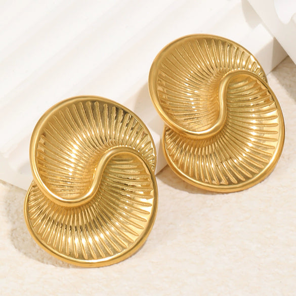 Wholesale Niche Luxury Geometric Stainless Steel 18K Goldplated Earrings For Women