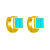 Wholesale Niche Retro Simple Advanced Versatile Square Geometric Turquoise Titanium Steel Women's Earrings With Electroplating