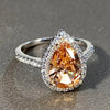 Wholesale Niche Simple Light Luxury Yellow Fashion Jewelry Copper Zircon Microinlaid Water Drop Ring