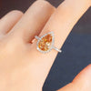 Wholesale Niche Simple Light Luxury Yellow Fashion Jewelry Copper Zircon Microinlaid Water Drop Ring