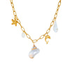 Wholesale Niche Style Animal Inspired Stainless Steel Gold Plated Necklace With Pearl Conch Starfish Dolphin Turtle Elements