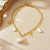 Wholesale Niche Style Animal Inspired Stainless Steel Gold Plated Necklace With Pearl Conch Starfish Dolphin Turtle Elements