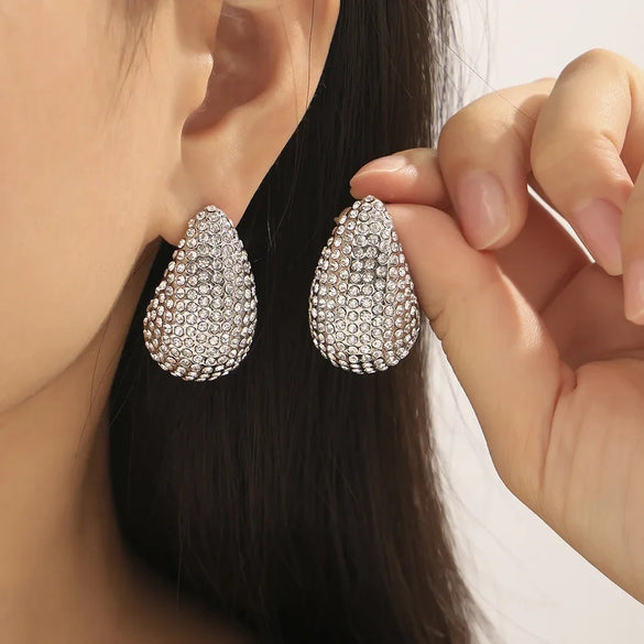 Wholesale Niche Style Drop Shape Titanium Steel 18K Gold Plated Earrings For Women