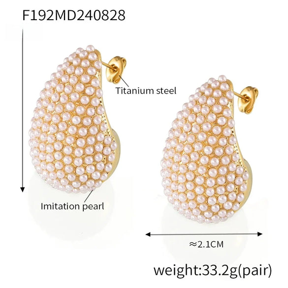 Wholesale Niche Style Drop Shape Titanium Steel 18K Gold Plated Earrings For Women