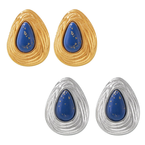 Wholesale Niche Style Geometric Dropshaped Titanium Steel Earrings Electroplated With Gold For Women