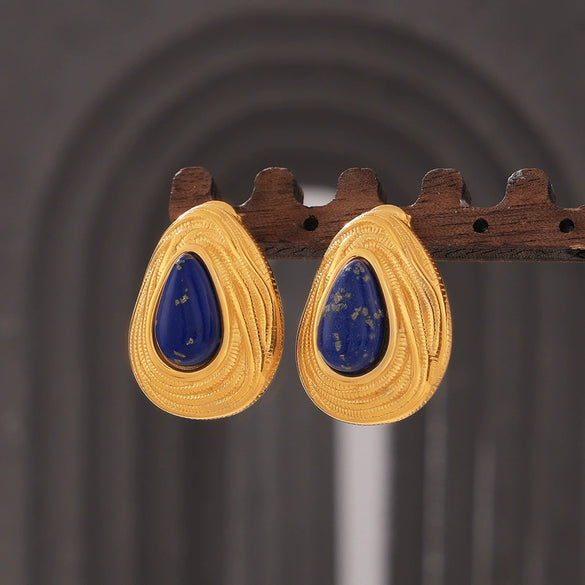 Wholesale Niche Style Geometric Dropshaped Titanium Steel Earrings Electroplated With Gold For Women