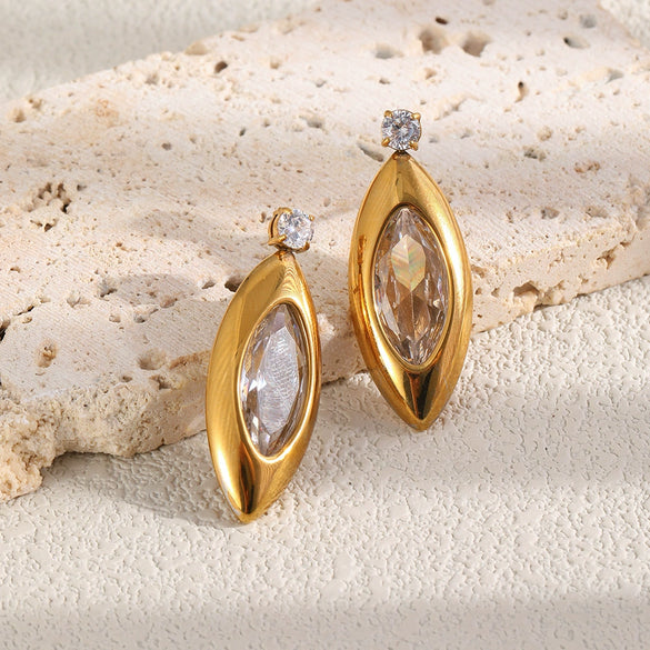 Wholesale Niche Style Geometric Stainless Steel 18K Gold Plated Stud Earrings For Women