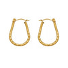 Wholesale Niche Style Geometric Ushaped Embossed Stainless Steel 18K Gold Plated Earrings For Women