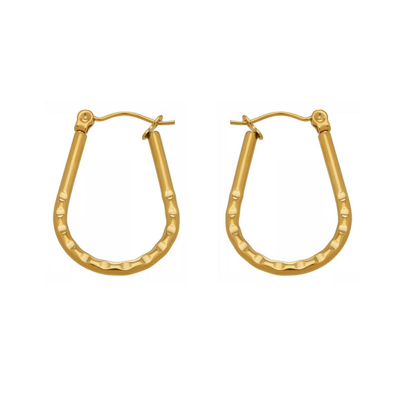 Wholesale Niche Style Geometric Ushaped Embossed Stainless Steel 18K Gold Plated Earrings For Women