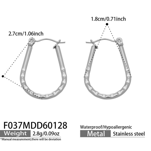 Wholesale Niche Style Geometric Ushaped Embossed Stainless Steel 18K Gold Plated Earrings For Women