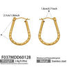 Wholesale Niche Style Geometric Ushaped Embossed Stainless Steel 18K Gold Plated Earrings For Women