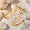 Wholesale Niche Style 18K Gold Electroplated Butterfly Shape Threestone Tassel Earrings With Multiple Chain Dangles Made Of Titanium Steel And Stainless Steel