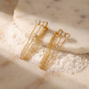 Wholesale Niche Style 18K Gold Electroplated Butterfly Shape Threestone Tassel Earrings With Multiple Chain Dangles Made Of Titanium Steel And Stainless Steel