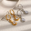 Wholesale Niche Style 18K Gold Plated Stainless Steel Water Dropshaped Zircon Earrings For Women