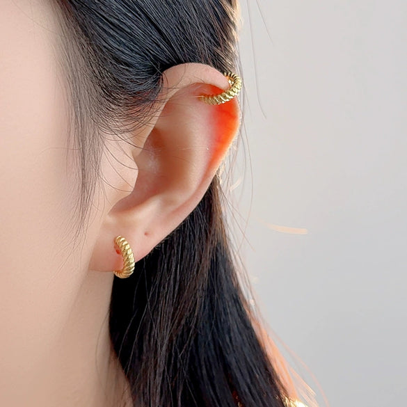 Wholesale Niche Style S925 Silver C And Ushape Geometric Electroplated Ear Bone Clip Earrings For Women