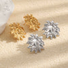 Wholesale Niche Style Stainless Steel 18K Goldplated Flower Stud Earrings For Women
