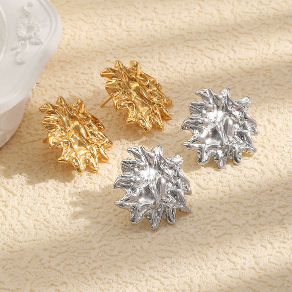 Wholesale Niche Style Stainless Steel 18K Goldplated Flower Stud Earrings For Women