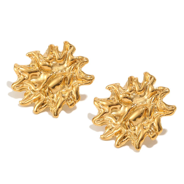 Wholesale Niche Style Stainless Steel 18K Goldplated Flower Stud Earrings For Women
