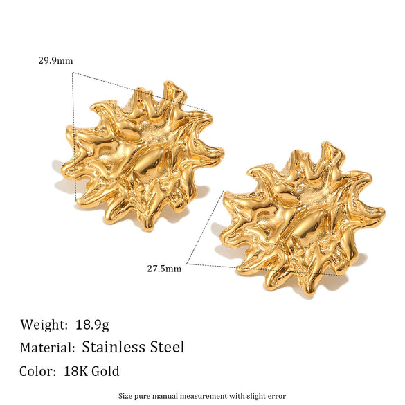 Wholesale Niche Style Stainless Steel 18K Goldplated Flower Stud Earrings For Women