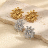 Wholesale Niche Style Stainless Steel 18K Goldplated Flower Stud Earrings For Women