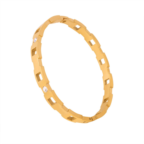 Wholesale Niche Style Titanium Steel 18K Gold Plated Zircon Inlaid Women's Bracelet Jewelry