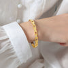 Wholesale Niche Style Titanium Steel 18K Gold Plated Zircon Inlaid Women's Bracelet Jewelry