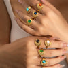 Wholesale Niche Style Titanium Steel Ring With Flower And Geometric Pattern And Electroplating Treatment