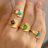 Wholesale Niche Style Titanium Steel Ring With Flower And Geometric Pattern And Electroplating Treatment