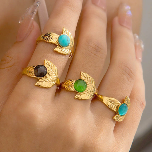 Wholesale Niche Style Titanium Steel Ring With Flower And Geometric Pattern And Electroplating Treatment