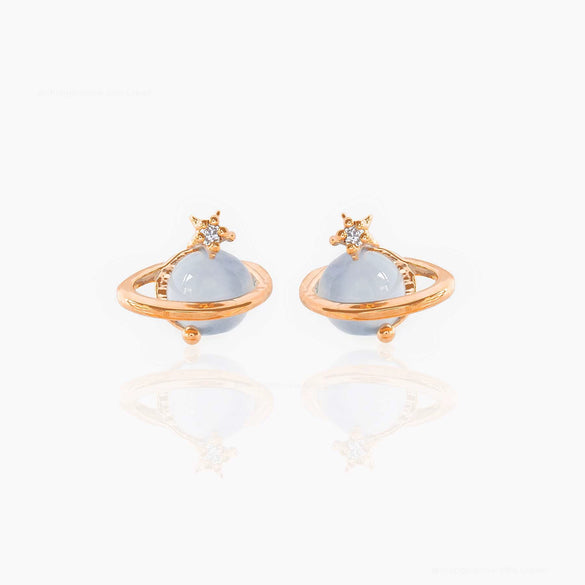 Wholesale Niche Style Women's Earrings With Cat's Eye Stone Star Pattern 925 Silver Needle Brass Inlaid Zircon Real Gold Plating