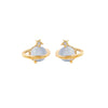Wholesale Niche Style Women's Earrings With Cat's Eye Stone Star Pattern 925 Silver Needle Brass Inlaid Zircon Real Gold Plating
