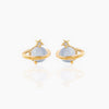 Wholesale Niche Style Women's Earrings With Cat's Eye Stone Star Pattern 925 Silver Needle Brass Inlaid Zircon Real Gold Plating