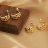 Wholesale Niche Stylish Luxury Retro Geometric Faceted Colorful Zircon Inlaid Copper Goldplated Women's Earrings