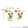Wholesale Niche Stylish Luxury Retro Geometric Faceted Colorful Zircon Inlaid Copper Goldplated Women's Earrings