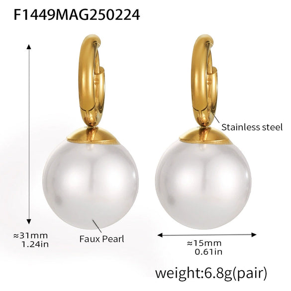 Wholesale Niche Temperament Zircon Beaded Earrings With Stainless Steel 18K Real Gold Electroplated Ear Buckle Geometric Style
