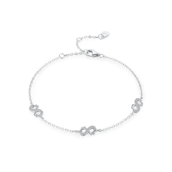 Wholesale Niche Women's Mobius S925 Sterling Silver Inlaid Zircon Bracelet