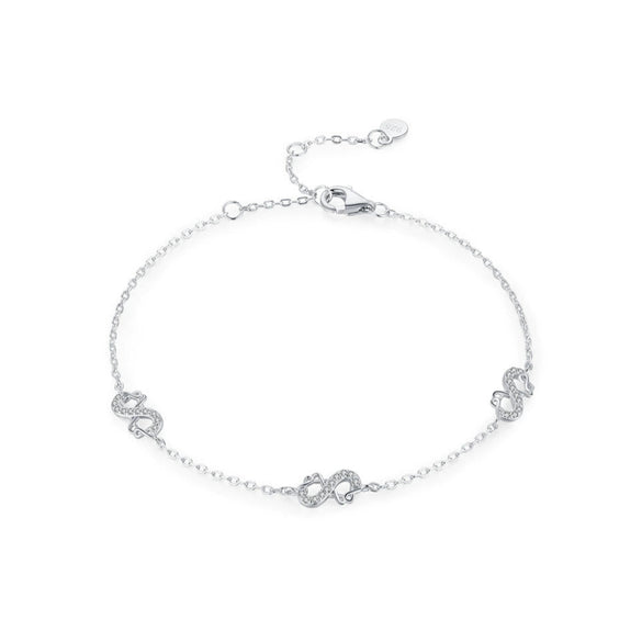 Wholesale Niche Women's Mobius S925 Sterling Silver Inlaid Zircon Bracelet
