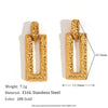 Wholesale Niche Women's Stainless Steel Hammered Geometric Movable Long Rectangular Earrings 18K Plated