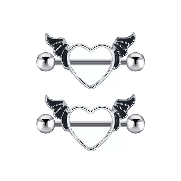 Wholesale Nipple Ring Stainless Steel Geometric Style Electroplating Peach Heart Piercing Jewelry