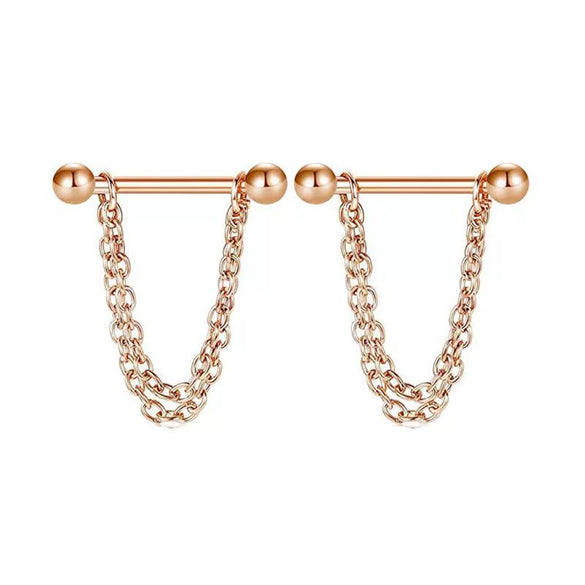 Wholesale Nipple Ring Stainless Steel Geometric Style Electroplating Peach Heart Piercing Jewelry