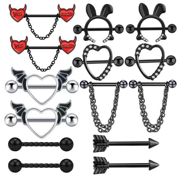 Wholesale Nipple Ring Stainless Steel Geometric Style Electroplating Peach Heart Piercing Jewelry