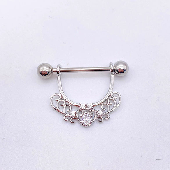 Wholesale Nipple Ring Stainless Steel Moon And Flower Shaped Electroplated For Women