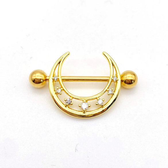 Wholesale Nipple Ring Stainless Steel Moon And Flower Shaped Electroplated For Women