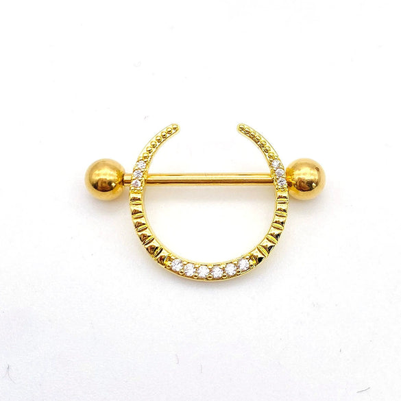 Wholesale Nipple Ring Stainless Steel Moon And Flower Shaped Electroplated For Women