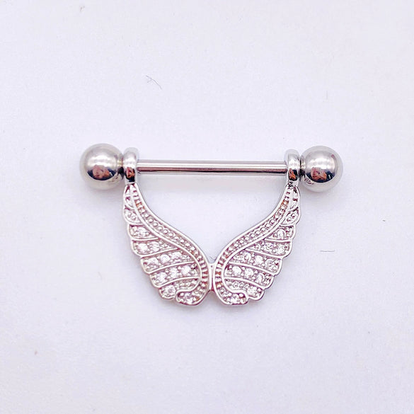 Wholesale Nipple Ring Stainless Steel Moon And Flower Shaped Electroplated For Women
