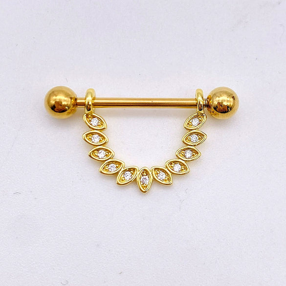 Wholesale Nipple Ring Stainless Steel Moon And Flower Shaped Electroplated For Women