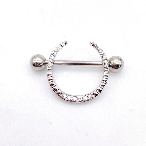 Wholesale Nipple Ring Stainless Steel Moon And Flower Shaped Electroplated For Women